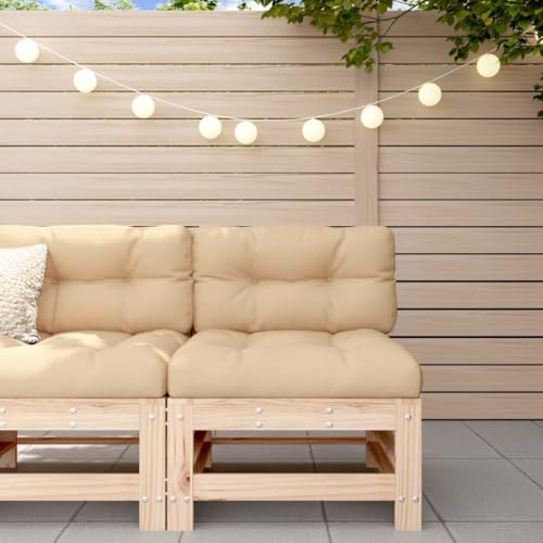Middle Sofa with Cushions Solid Pine Wood Outdoor Patio Couch Comfortable Outdoor Sofa Sectional for Garden Balcony Furniture Relaxation