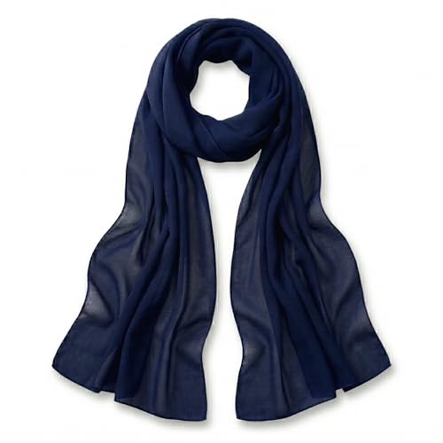 TigerTie dames Chiffon foulard bleu marine bleu foncé unicolor taille 160 cm x 36 cm - écharpe