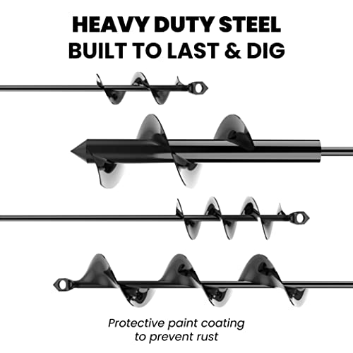 K-Brands Auger Drill Bit For Planting 4 Pack – Garden Spiral Hole Drill And Bulb Planter Tool - Bedding Plants, Umbrella Holes – For 3/8 Inch Hex Drive Drill #TOP2