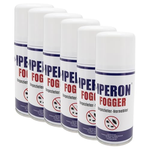 IPERON® 6 x 150 ml Fogger Ungeziefer-Vernebler | Sofortwirkung gegen Ungeziefer | Mit Chrysanthemum cinerariaefolium Extrakt, Geraniol &...
