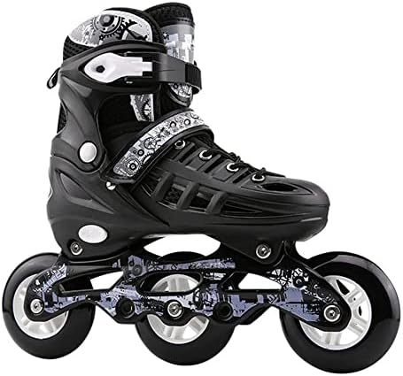STEPHI Adjustable Inline Skates Speed Racing Skates for Teenagers and Adults 3-Wheel Fitness Inline Skates Men and Women High Performance Outdoor Roller Skates Black-L（6.5-8.5）