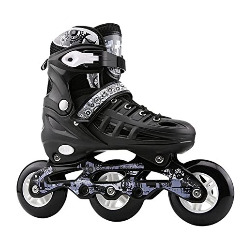 Stephi Adjustable Inline Skates Speed Racing Skates For Teenagers And Adults 3-Wheel Fitness Inline Skates Men And Women High Performance Outdoor Roller Skates Black-L（6.5-8.5） #TOP30