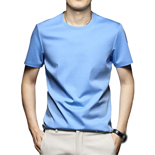 T-shirt coton homme col rond manches courtes Kelsiop vêtement été uni couleur Qianlan M