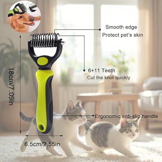 Cat Grooming Brush Kit, 4PCS Pet Self Cleaning Kit for Short & Long-Haired Cats, Small Dogs, Deshedding Brush, Bath Brush & Nail Clipper Set-O5dgMqmJ
