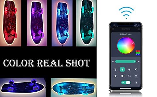 Plafoniera per bambini Lampada da soffitto a LED Cameretta per bambini, Skateboard Luci da soffitto per Bambini RGB Ragazze, Lampadario per Camerette Ragazzi con Telecomando/APP, L60cm 32W - Image 3