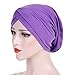 Price comparison product image ADESHOP Women Muslim Wrap Cap, Ruffle Cancer Chemo Hat Beanie Scarf Turban Head(Purple)