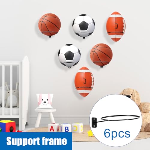 6 Stück Ballhalterung Wand, Ballständer Wandmontiert, Basketball Halterung Wand, Fussball Basketball Wandhalterung für Basketball Fußball Rugby Ball Volleyball Sport Ball Display Ständer, Schwarz