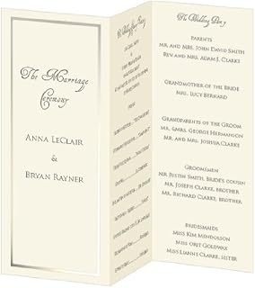 Pearl Foil Invitation, Program, Trifold, Ecru Cardstock, 65lb, 50 Pack