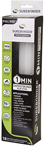 Surebonder Construction Professional Grade Adhesive Hot Melt Glue Sticks - Full Size 10" L, 7/16" D - 1 Minute Working Time, for Home Repairs & Strong Bonds, Made in USA (CG-1R10T)