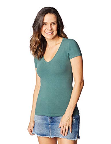 Camiseta Básica Gola V, Hering, Feminino, Verde, G