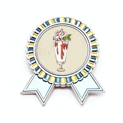 Broche tasse de glace rouge blanche métal M contre les tenues trop ternes au quotidien