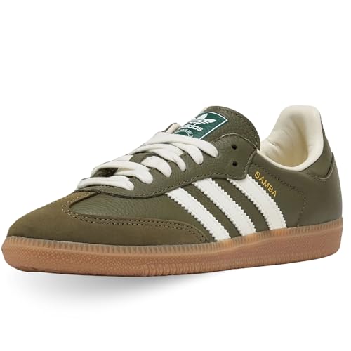 Image of adidas Samba Og Men's 3-Stripes Retro Contrast 70S Trainers (Olive, US 9.5)