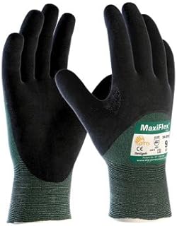 Protective Industrial Products 34-8453/L Large Green And Black MaxiFlex Cut By ATG Engineered Yarn Cut Resistant Gloves With Continuous Knitwrist, Dotted Palm, Fingers And Knuckles And Reinforced Thumb Crotch (12/PR)