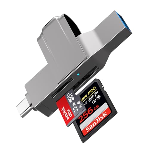 SD Card Reader, FUHAYA USB C and USB 3.0 to SD/Micro SD Memory Card Adapter for SD/Micro SD/SDHC/SDXC Compatible with iPhone 15/15 Plus/15 Pro/15 Pro Max, MacBook Pro/Air, iPad Pro, Galaxy S24/S23/S22