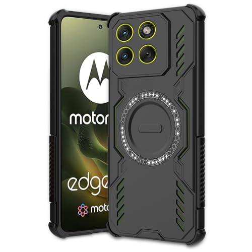 Image of AESTMO Back Case Cover for Moto Edge 70 5G | Magnetic Case with Built-in Metal Ring | Compatible with MagSafe Accessories | Shockproof Hybrid (PC + TPU, Black)