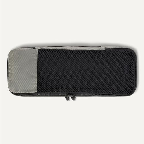Image of Amazon Essentials 4-Piece Slim Packing Cubes, Travel Accessories Set, Luggage Organizer, Suitcase Organizer with Double Zipper, Mesh Top, Space-Saving, Gray (Previously Amazon Basics)