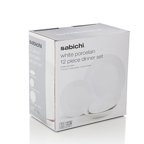 Sabichi 12pc Day to White Dinner Set - Microwave & Dishwasher Safe - 4 X Plates, Side Soup Bowls Plate and Bowl Ideal Plates and Bowls Set - Image 4