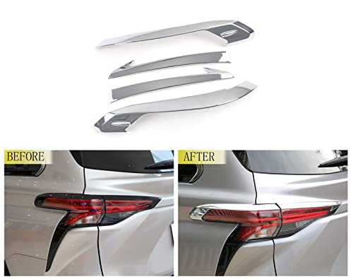Tubaizai Car Accessories Rear Taillight Eyebrow Cover Trim Decoration Sticker Fit For Toyota Sienna 2021-2023 Abs 4Pcs(Glossy Chrome Style) #TOP1