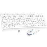 Rechargeable Bluetooth & Wireless Keyboard Mouse, PINKCAT Ultra Thin USB Keyboard Quiet Mouse Set, Ergonomic QWERTY UK Layout Computer Keyboard for Windows PC Laptop Desktop - White