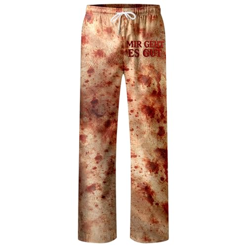 Men's Halloween Pants Casual Drawstring Blood Splash Pattern Joggers Horror Bloody Sweatpants Trousers with Pockets3