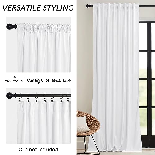 Image of RYB HOME Pure White Velvet Curtains 96 inches for Bedroom - Luxury Light Reducing Vertical Drapes Simple Home Decoration for Sliding Door Living Room, W52 x L96, 2 Pieces | Room Darkening, Thermal Insulated, Pleat Tape on Top, Heavy Duty Plush, Dining Room Sliding Patio Door, W52 x L96, 2 Panels