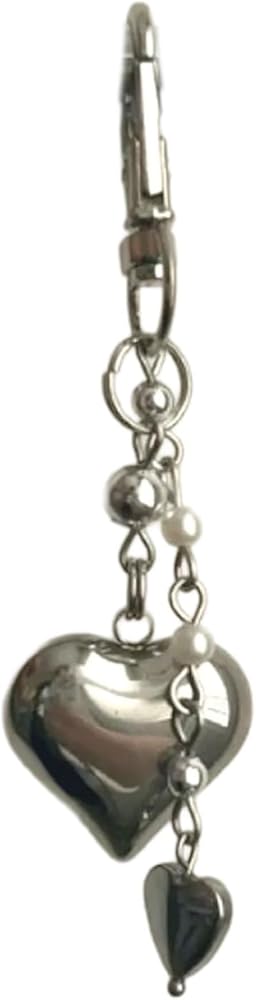 Amazon.co.jp: SZYDD シルバーラブバッグチャーム、シルバーハート型