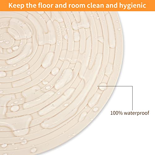 Ptlom Silicone Pet Food Mat for Dogs and Cats Placemat 2Pcs, Waterproof Non-Slip Feeding Bowl Mats Prevent Food and Water Overflow, Silicone Puppy Mat Suitable for Small Medium Pets, Beige, 9.5Inch by Ptlom - Used condition - Image 4