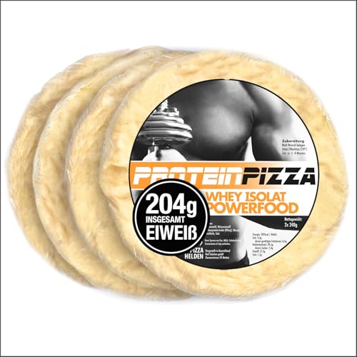 4 x Protein Pizza Boden High Protein Pizzateig Mit Whey Isolat vorgebacken im Steinofen Low Carb ideal für Fitness-Sportler