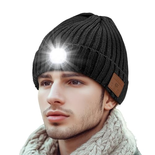 Yontune Bluetooth Beanie with Light,Music Hat with Headphones and Built in Speaker Mic,USB...