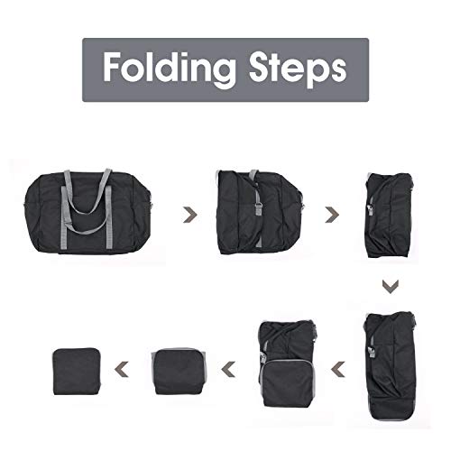 For Spirit Airlines Foldable Travel Duffel Bag Tote Carry on Luggage Sport Gym Duffle for Men and Women (Pure Black)