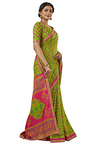 Image of Glory Sarees Women's Brasso Saree with Blouse Piece (Brasso Bandhani101Parent)