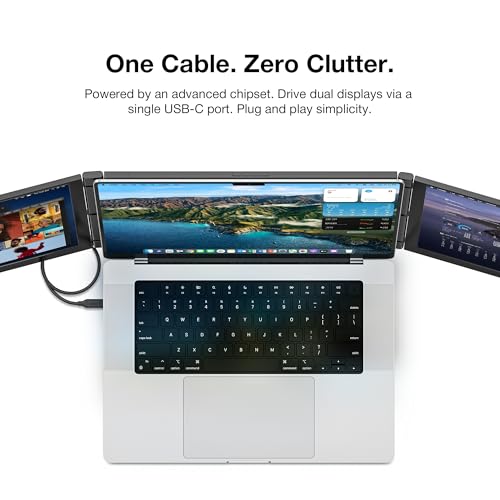 Image of Trio 3 Pro 14.1 inch Mobile Pixels Portable Monitors (2026 Version), 1400p QHD Triple Monitor with Built-in Kickstand, Type-C /USB A Laptop Screen Extender(Optional Magnets), Windows /Android /macOS /Switch