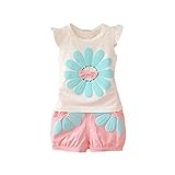 Niña Bebé Verano Ropa Lindo Pirulí Patrón Camiseta de Manga Corta y Pantalones Cortos 1-4 años Niño Pink 02 100