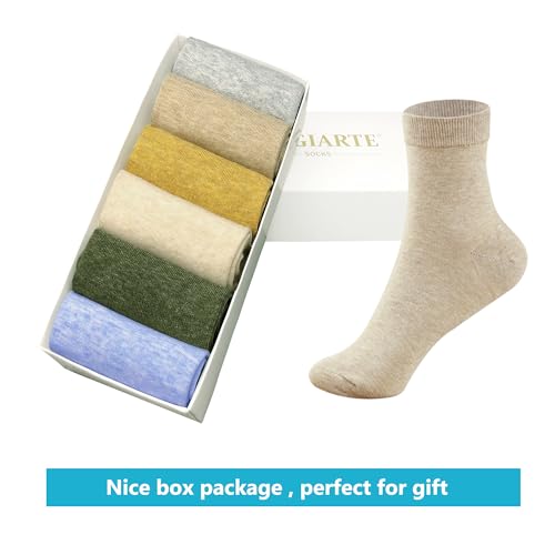 Image of MAGIARTE Womens Mini Crew Cotton Socks,6 Pairs | Anti-pilling Cotton, Casual Athletic, Quarter Calf, Moisture Wicking,Gift box packaging