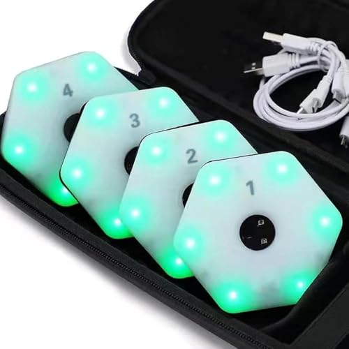 Spnvbe Reaktionstraining Lichter Agile Sports Lights Trainer App Konnektivität Geschwindigkeit Agility Training Lichter Für Trainer-Sporttests des Flash-Reflex-Trainingssystems (4 Lampen/Set)