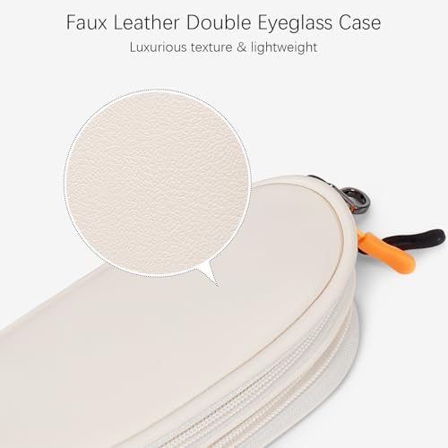 Image of Double Eyeglasses Case Soft Portable Zipper Sunglasses Pouch with Keychain Clip for Men Women