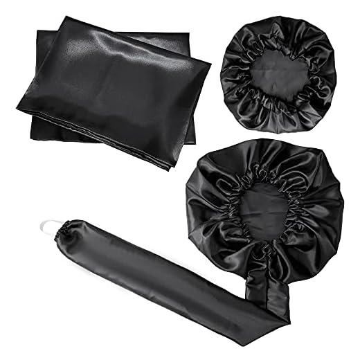 Kit Touca Difusora + 1 Touca + 2 Fronhas Cetim Seda Preta