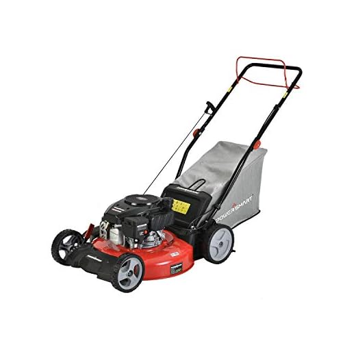 PowerSmart Lawn Mower, 21-inch & 170CC, Gas Powered Self-Propelled Lawn Mower with 4-Stroke Engine, 3-in-1 Gas Mower in Color Red/Black, 5 Adjustable Heights (1.2''-3.0''), DB2521SR