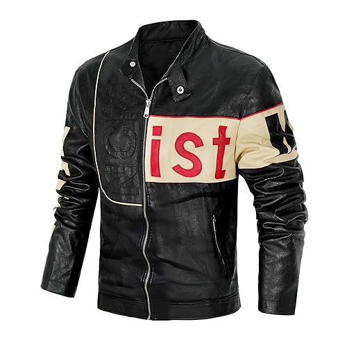 YXYSZZ Men's PU Leather Motorcycle Jacket Winter Moto Clothing Fashion Warm Overcoat(S,Z2726BK)