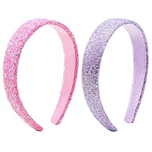 2PCS Glitter Headbands for Girls, Cute Sparkly Stretch Elastic Hair Bands Non Slip Sequin Headband Fashion Accessories for Kids
