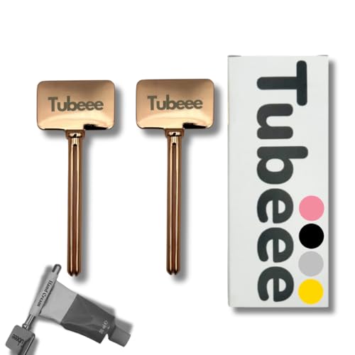 Tubeee, Toothpaste Squeezer, Tube Squeezer, Tube Squeezer Key, Toothpaste Tube Squeezer UK, Squeeze Key, Rolling Toothpaste Squeezer UK, Tube Key, Tube Wringer (Pack of 2) (Rose Gold)
