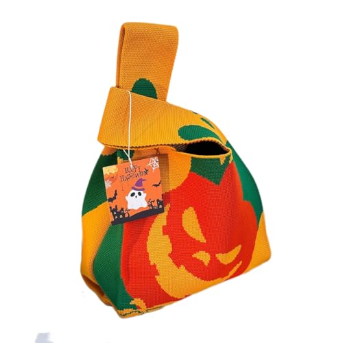 巾着袋 巾着袋 ハロウィン ニット 刺繍 手提げ キャンバスバッグ ハロウィントートバッグ キャンディ お菓子巾着袋 お菓子入れ かばん かわいい キッズ プレゼント 贈り物 (おレジン)