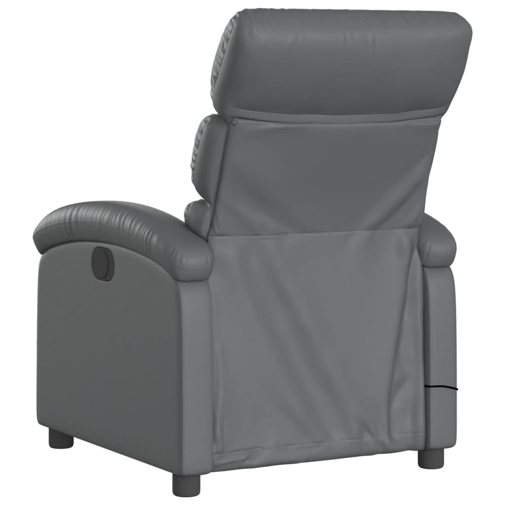 Poltrona Massaggiante Elettrica Reclinabile Grigio Similpelle,Poltrona Massaggiante,Poltrona Relax Massaggiante,Poltrone Relax per Soggiorno-3204036