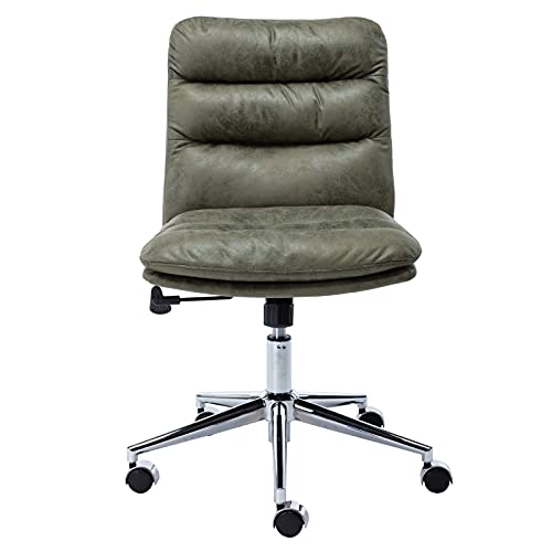 Janoray Task Computer Chair Faux Leather Swivel Chair Comfy Office Chair no Arms Upholstered Recliner Chair for Living Room, Work, Desk, Read, Green