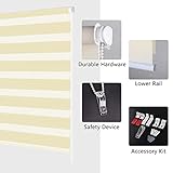 Kokorona Day and Night Blinds Zebra Roller Blinds for Windows, Dual Layer Fabric Zebra Blinds for Doors, Light Filtering Privacy Day Night Blinds, 60cm Wide x 230cm Drop, Beige - Image 3