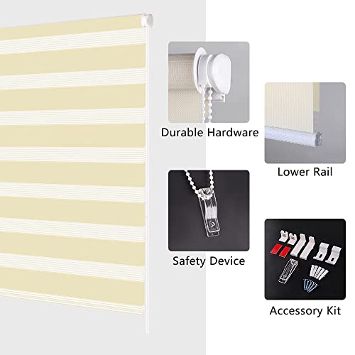 Kokorona Day and Night Blinds Zebra Roller Blinds for Windows Dual Layer Fabric Zebra Blinds for Doors Light Filtering Privacy Day Night Blinds - Image 3