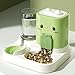 Gravity Cat Feeder 2 in 1 Automatic Pet Feeder Removable Portable Convenient Drinking Cats Feeder Pet Feeding Bowl for Small Animals Puppy, Green