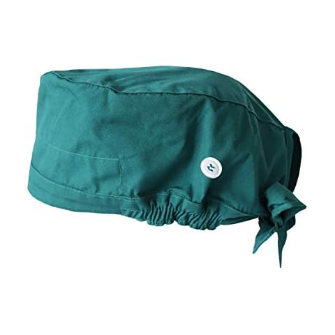 JONATHAN UNIFORM Unisex Scrub Cap with Button and Sweatband, Ear Relief Cap, Adjustable Working Hats for Women Men (Hunter green) Cover