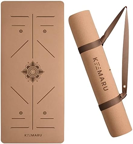 KEEMARU Premium Cork Yoga Mat - Extra Large and Extra Thick Yoga Mat (7mm thick) - Non-slip Mat - Non Toxic - Comes with Premium Yoga Mat Strap - Hot Yoga Mat