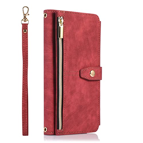 Étui en cuir de luxe pour iPhone X et XS avec porte-cartes et finition rouge haut de gamme
